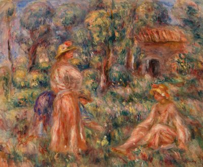 Meisjes in een landschap door Pierre Auguste Renoir